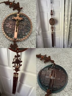 Vintage Coppery Wall Hanging Crucifix INRI Stations Of The Cross Jesus 8” plate